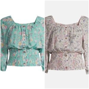 No Boundaries Juniors Peasant Top On Off Shoulder Floral Size XS SET OF 2